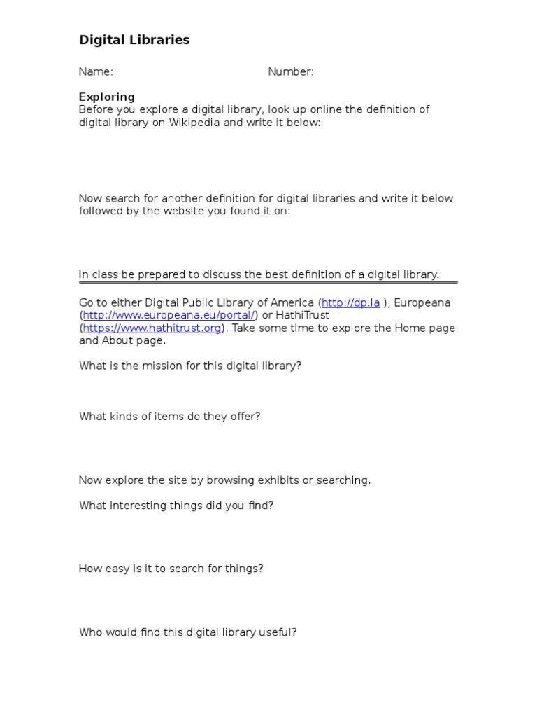 Digital Library Exploration Evaluation | PDF