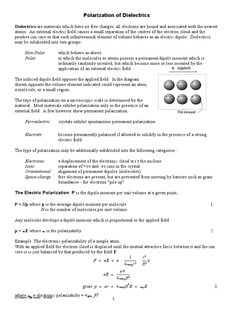 Dielectric Polarization Explained | PDF | Dielectric | Permittivity