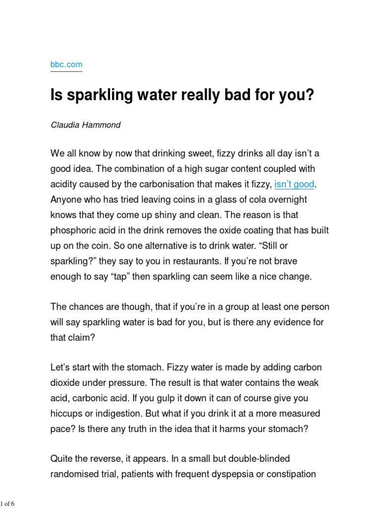 Is Sparkling Water Really Bad For You PDF Carbonated Water Soft Drink