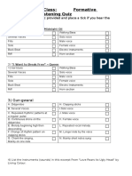 Name: Class: Formative Assessment - Listening Quiz