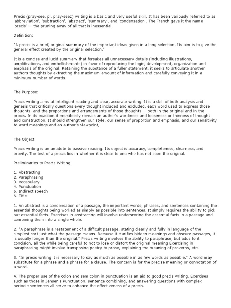 Precise Writing Sentence (Linguistics) Phrase