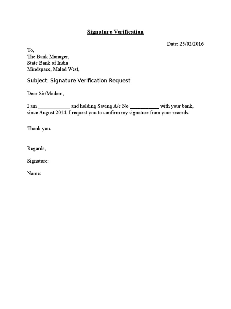 Signature Verification: - With Your Bank | PDF