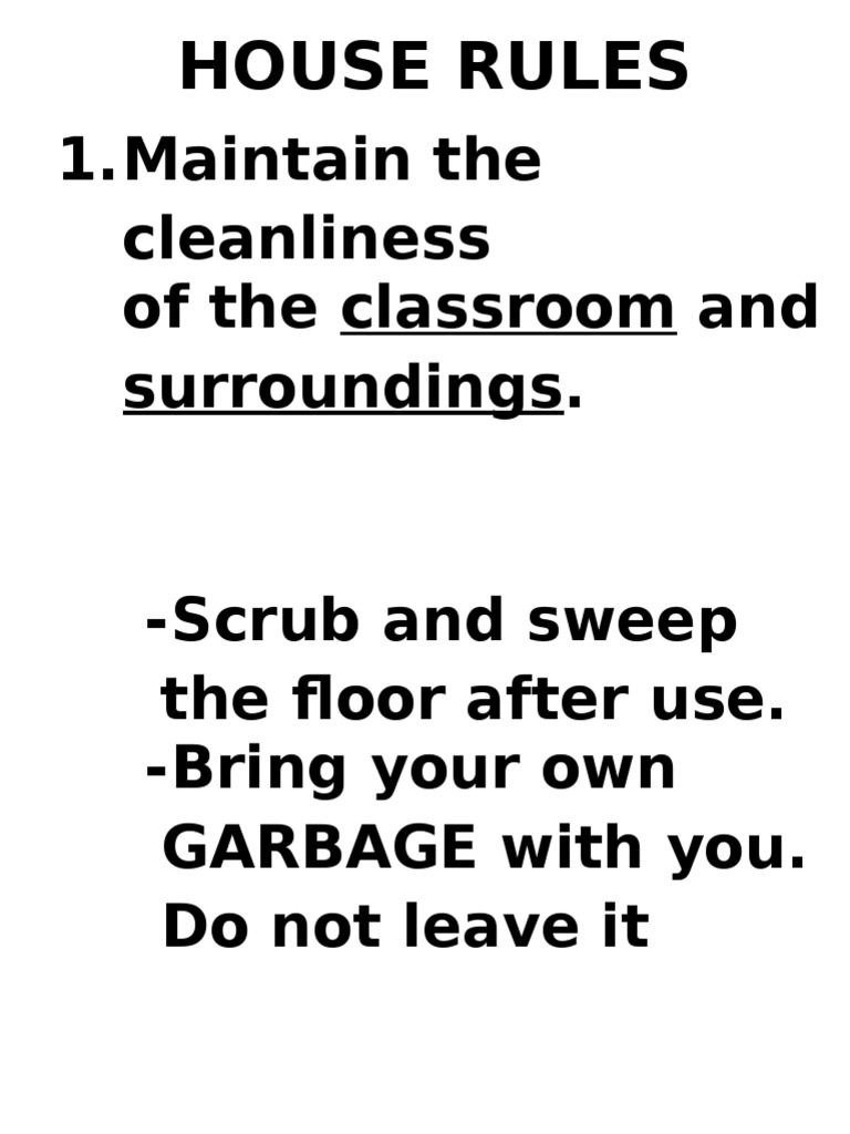 Classroom House Rules and Guidelines | PDF