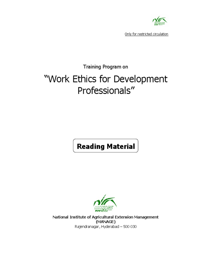 Work Ethics for Development Professionals | PDF | Leadership | Morality