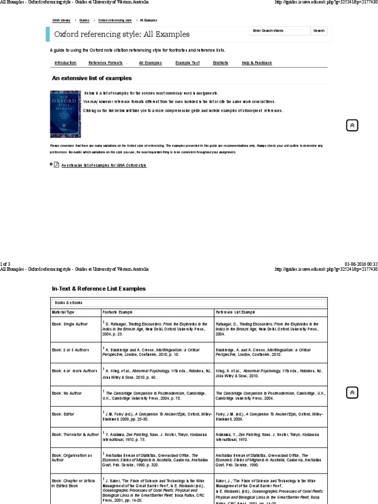 Oxford Referencing Style Guide | PDF | Note (Typography) | Citation