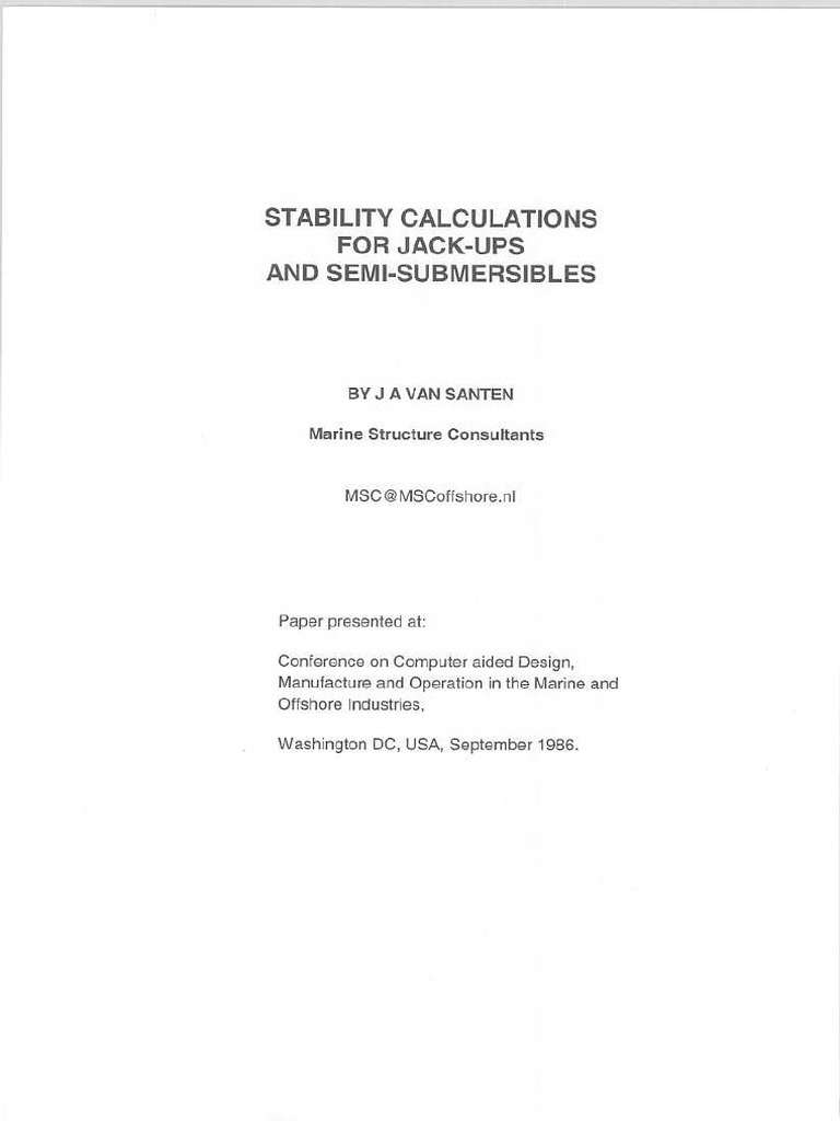 Jack Up and Semi Submersible Stability PDF PDF