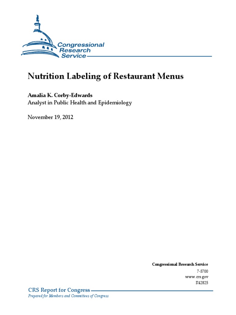 Nutrition Labeling in Restaurants Explained | PDF | Nutrition Facts ...