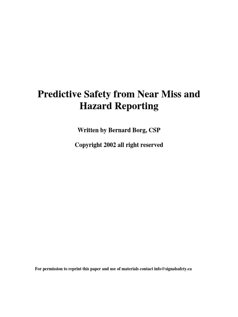 Predictive Safety Near Miss Hazard Reporting | PDF | Traffic Collision ...