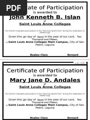 Certificate of Participation