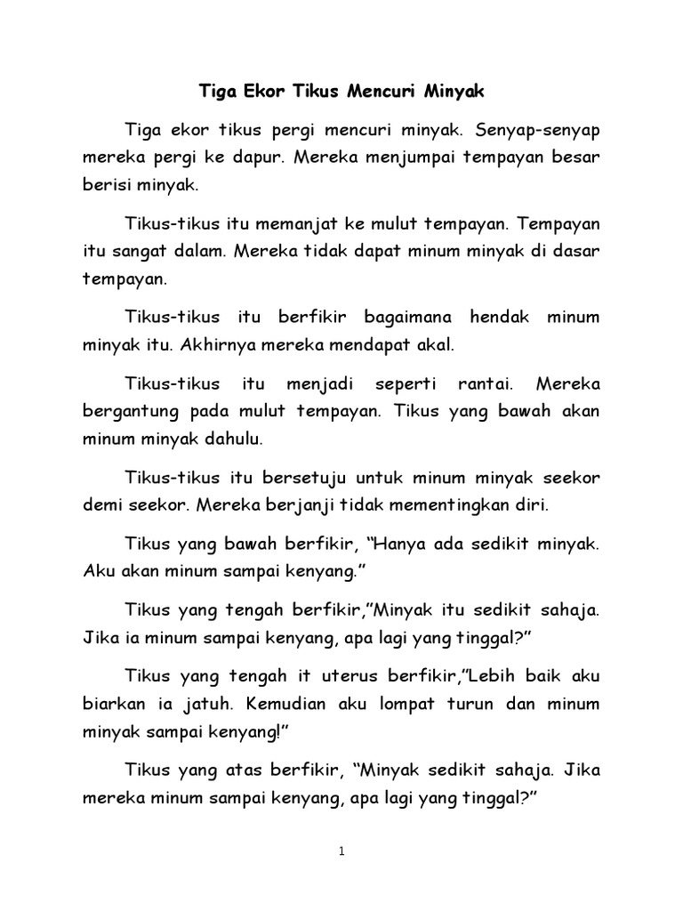 Tiga Ekor Tikus Mencuri Minyak