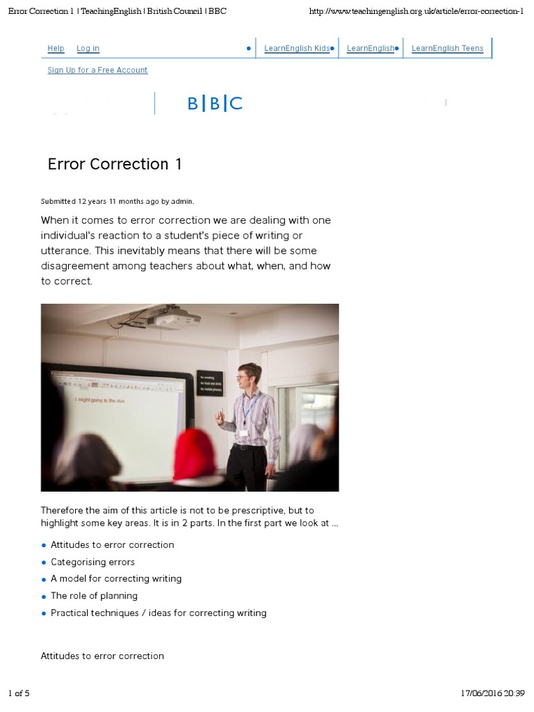 Error Correction 1 - TeachingEnglish - British Council - BBC | PDF ...