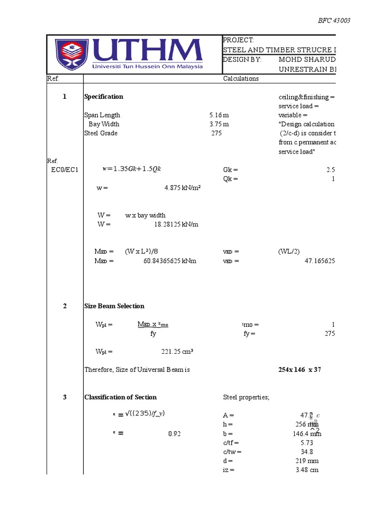 Steel and Timber Beam Design Calculations | PDF | Teaching Methods ...