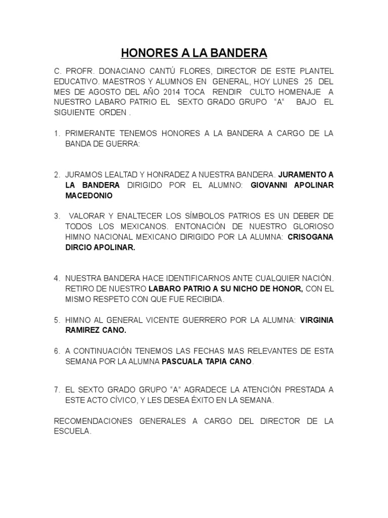 Honores A La Bandera 2014 Pdf 