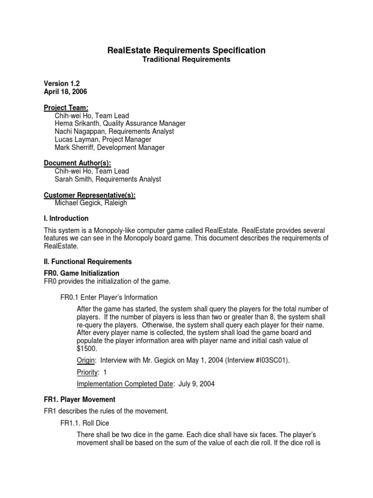 Realestate Requirements Specification | PDF | Renting | Software