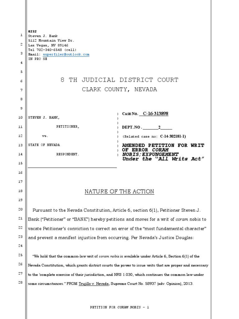 Pet Writ Coram Nobis3 PDF Coram Nobis Plea