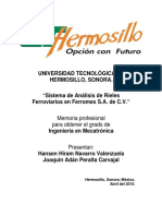 Sistema de Análisis de Rieles Ferroviarios en Ferromex S.A. de C.V."