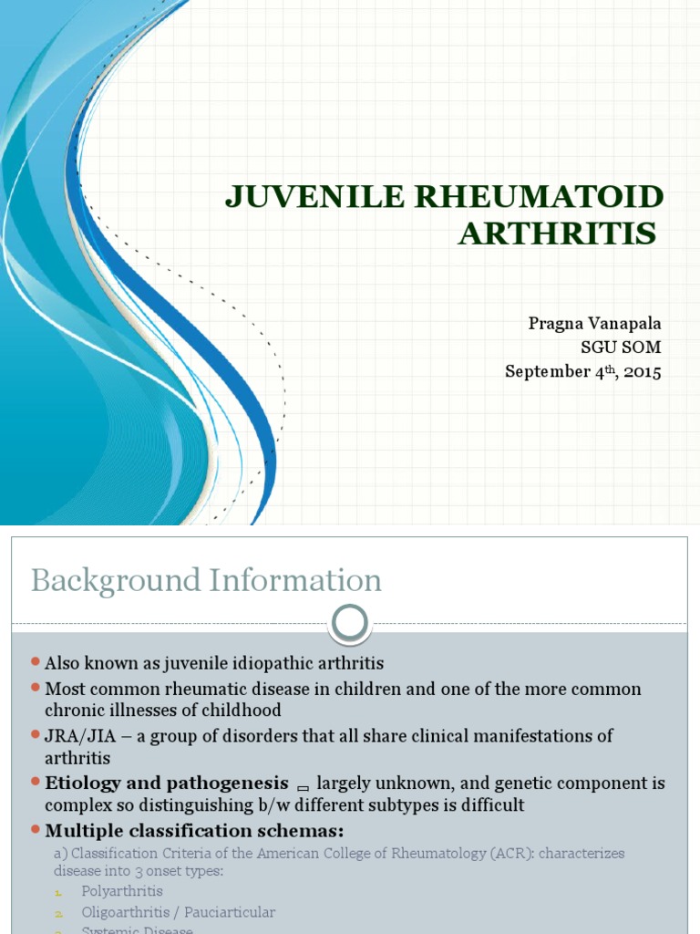 Juvenile Rheumatoid Arthritis.pptx Arthritis Inflammation