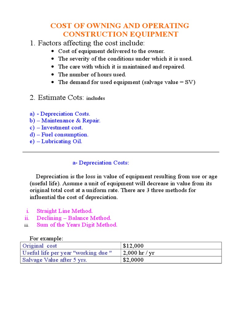 Equipment Ownership Cost Analysis | PDF | Horsepower | Depreciation