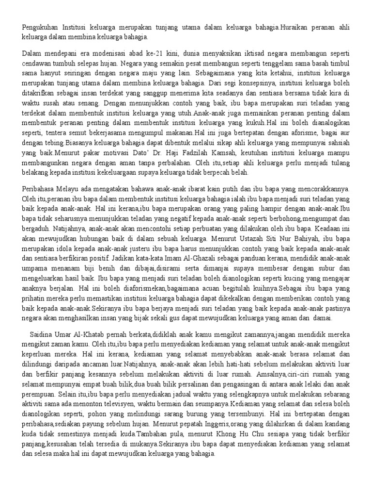 Contoh Karangan Spm A
