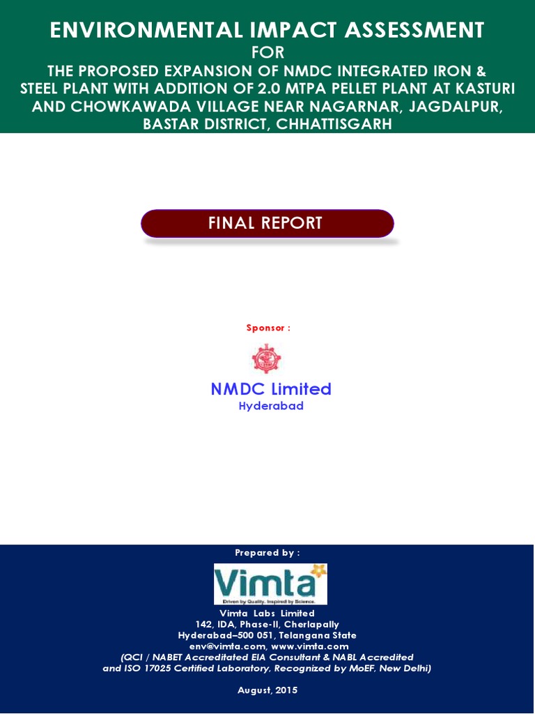 NMDC Iron & Steel Plant Expansion EIA | PDF | Air Pollution ...