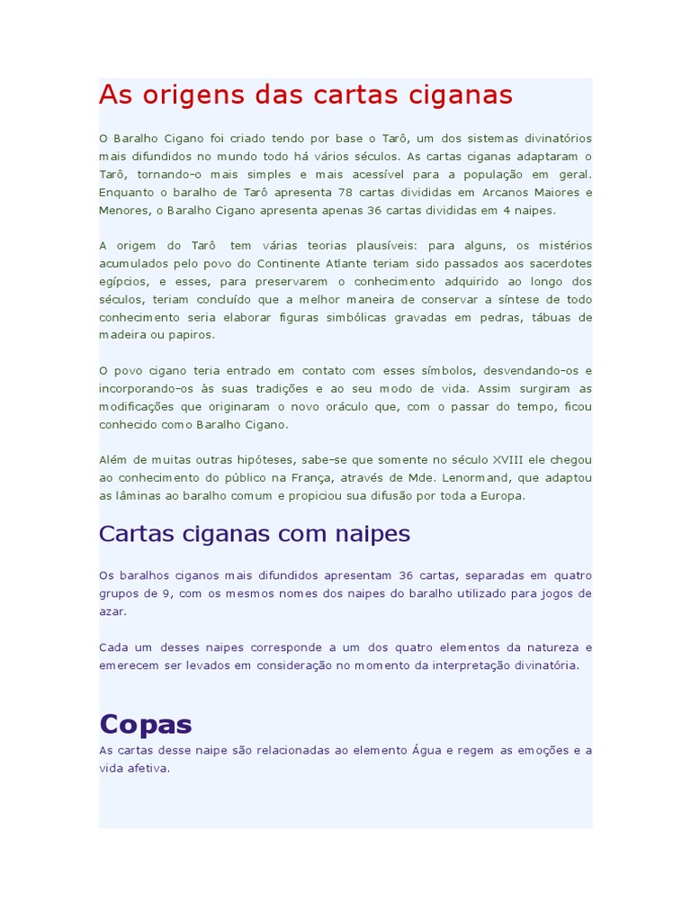 Manual Cartas Ciganas, PDF, Tarô