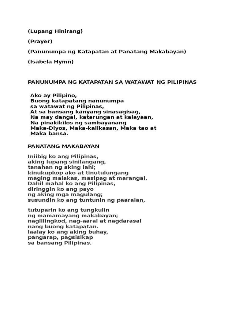 Panunumpa sa watawat makabayan at panatang Pledge of