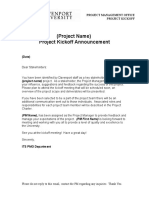 PMO Project Kickoff Announcement Template