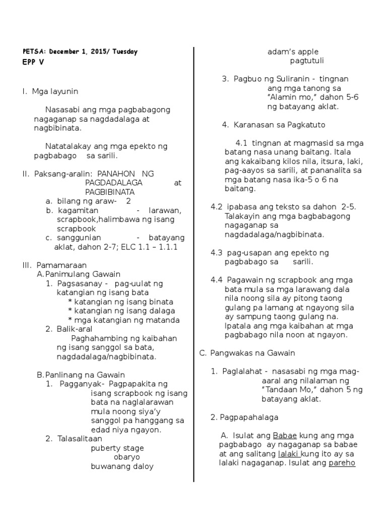 Lesson Plan Epp | PDF