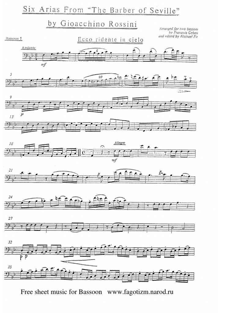 Rossini SixArias For 2 Bassoons