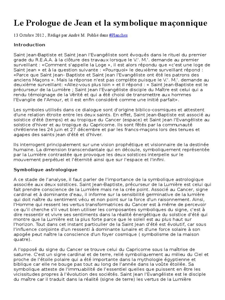 Le Prologue de Jean Et La