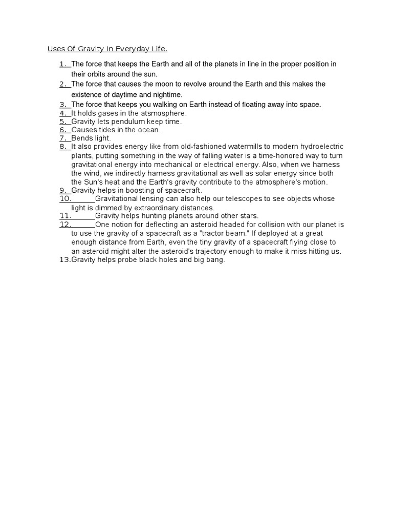 Everyday Applications of Gravity | PDF | Gravity | Earth