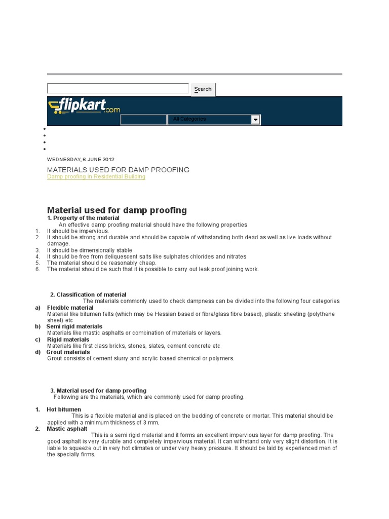 Effective Damp Proofing Materials | PDF | Concrete | Roof