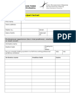 Application Form Principal Clarinet Tpo
