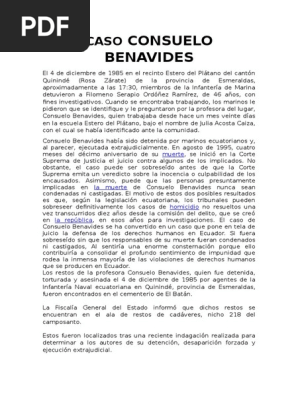 Caso Consuelo Benavides Ecuador Violacion Prueba Gratuita De