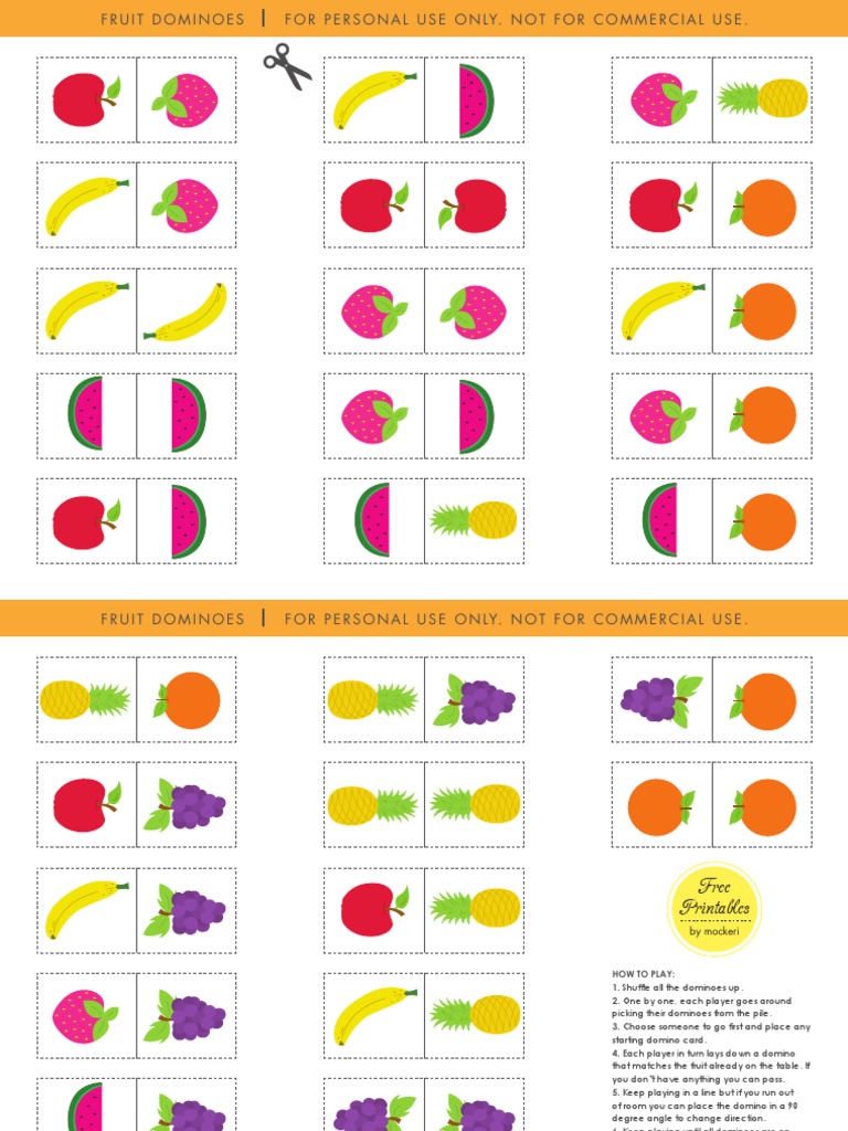 Fruit Dominoes Game Instructions | PDF