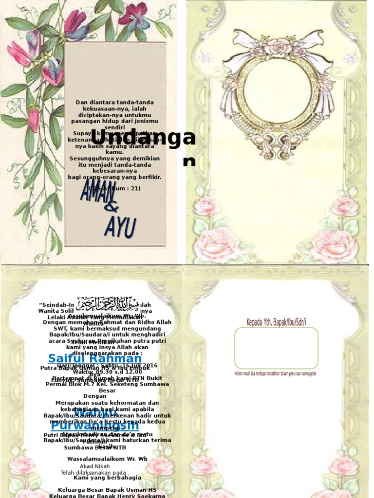 61 Contoh Undangan Nikah Doc HD Terbaik
