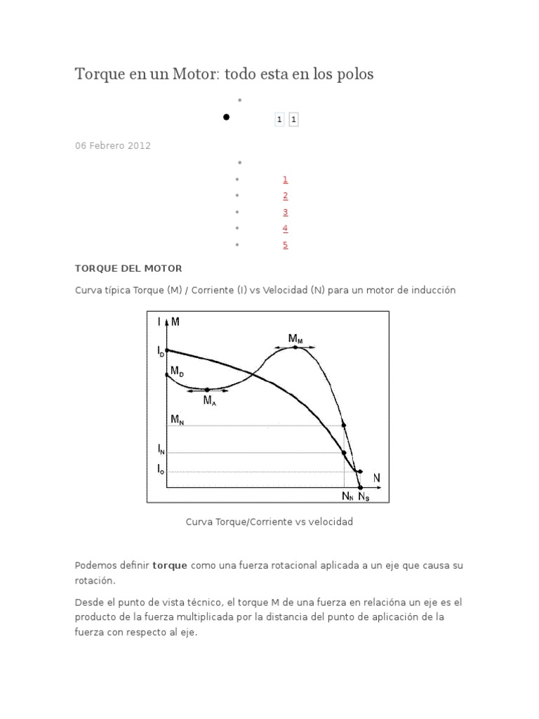 Torque en Motores: Polos y Velocidad | PDF | Esfuerzo de torsión ...