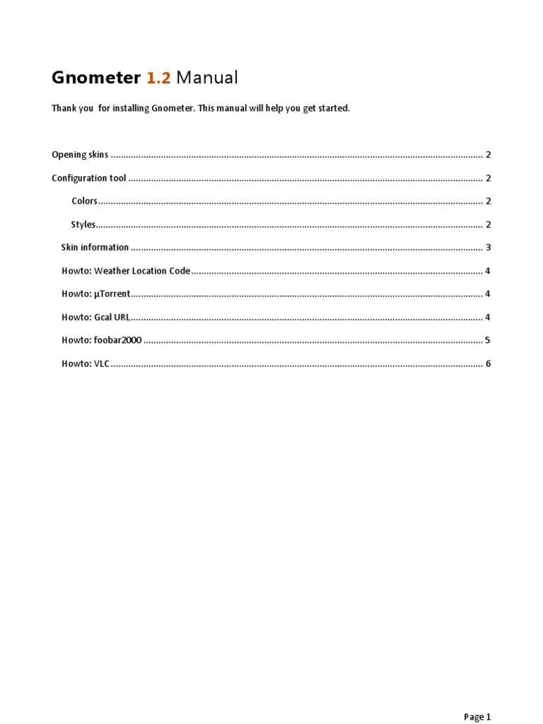 Gnometer Manual for Rainmeter Users | PDF | Computing | Software