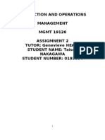 Production and Operations Management MGMT 19126 Assigmnent 2 TUTOR: Genevieve HEALY Student Name: Taisei Nakagawa STUDENT NUMBER: 0193854