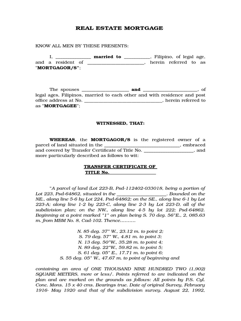 REM - Sample | PDF | Mortgage Law | Loans