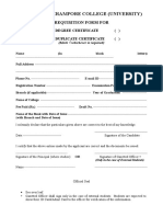 Form Degree Certificate and Duplicate Certificate 2009