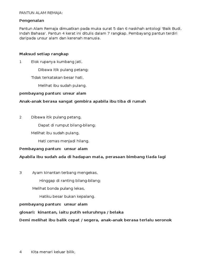 Pantun Alam Remaja Pdf