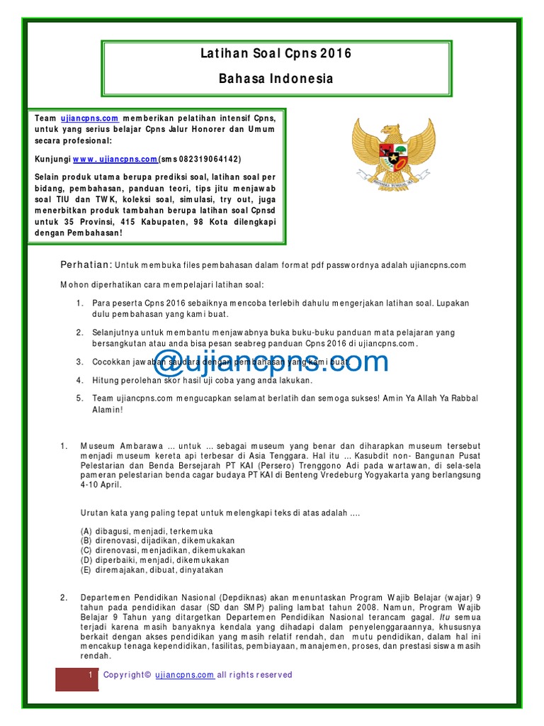 Pembahasan Soal  Bahasa  Indonesia  Cpns  contoh soal  deret pdf  Pembahasan Soal  Bahasa  Indonesia  Cpns  contoh soal  deret pdf