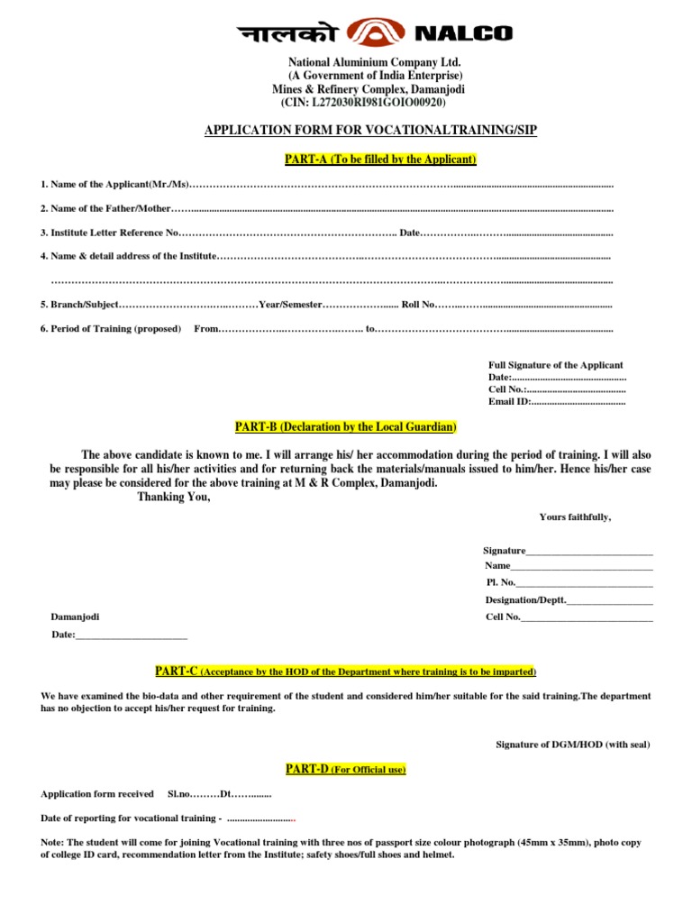 Vocational Training-Declaration Form & Guidelines-2016-17 PDF | PDF ...