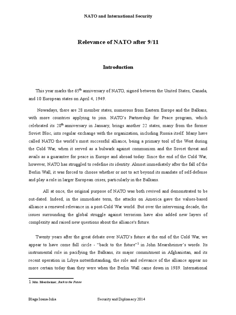 Relevance of NATO After 9/11 | PDF | Nato | Cold War