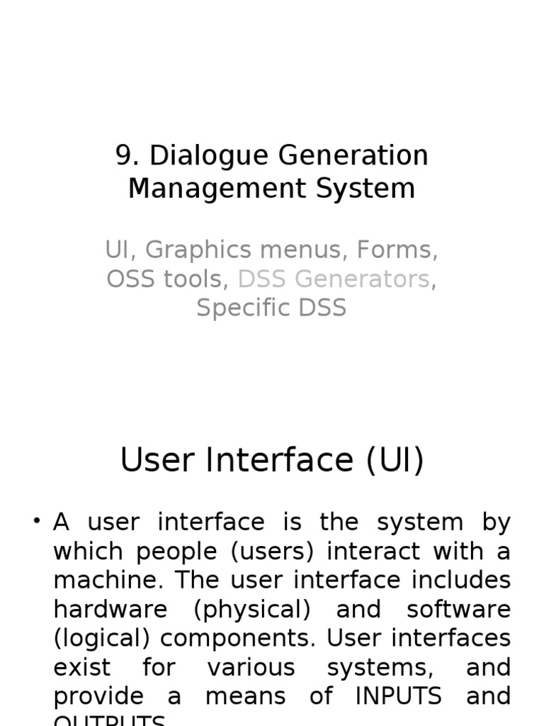 Dialogue Generation Management System | PDF