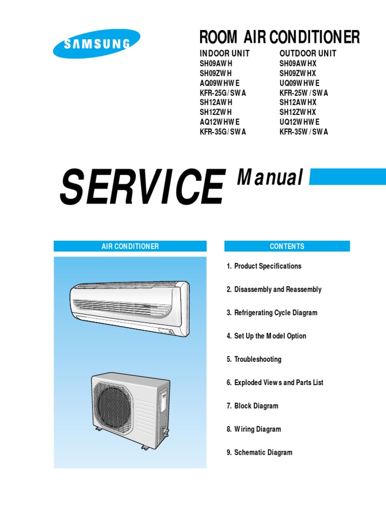 Samsung SH09xWH SH12xWH SERVICE MANUAL Air Conditioning