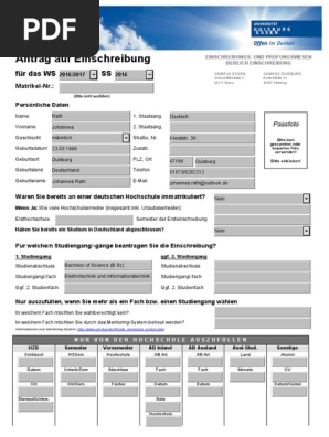 Einschreibungsantrag