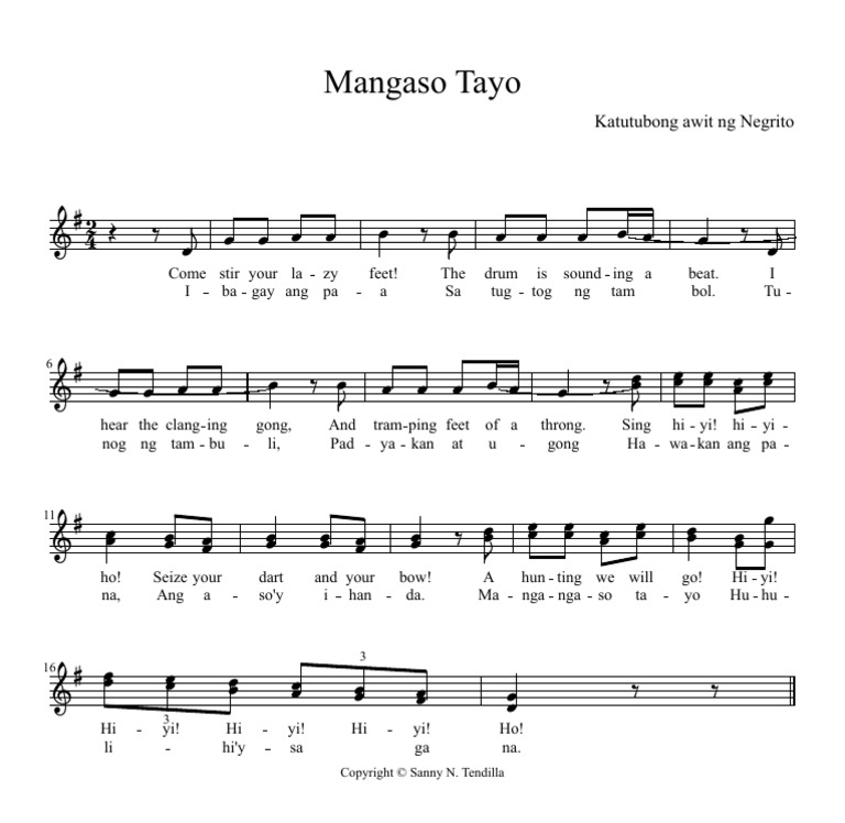 Mangaso Tayo Katutubong Awit NG Negrito | PDF