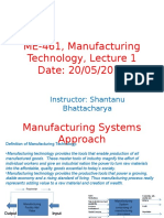 Manufacturing Technology (ME461) Lecture1
